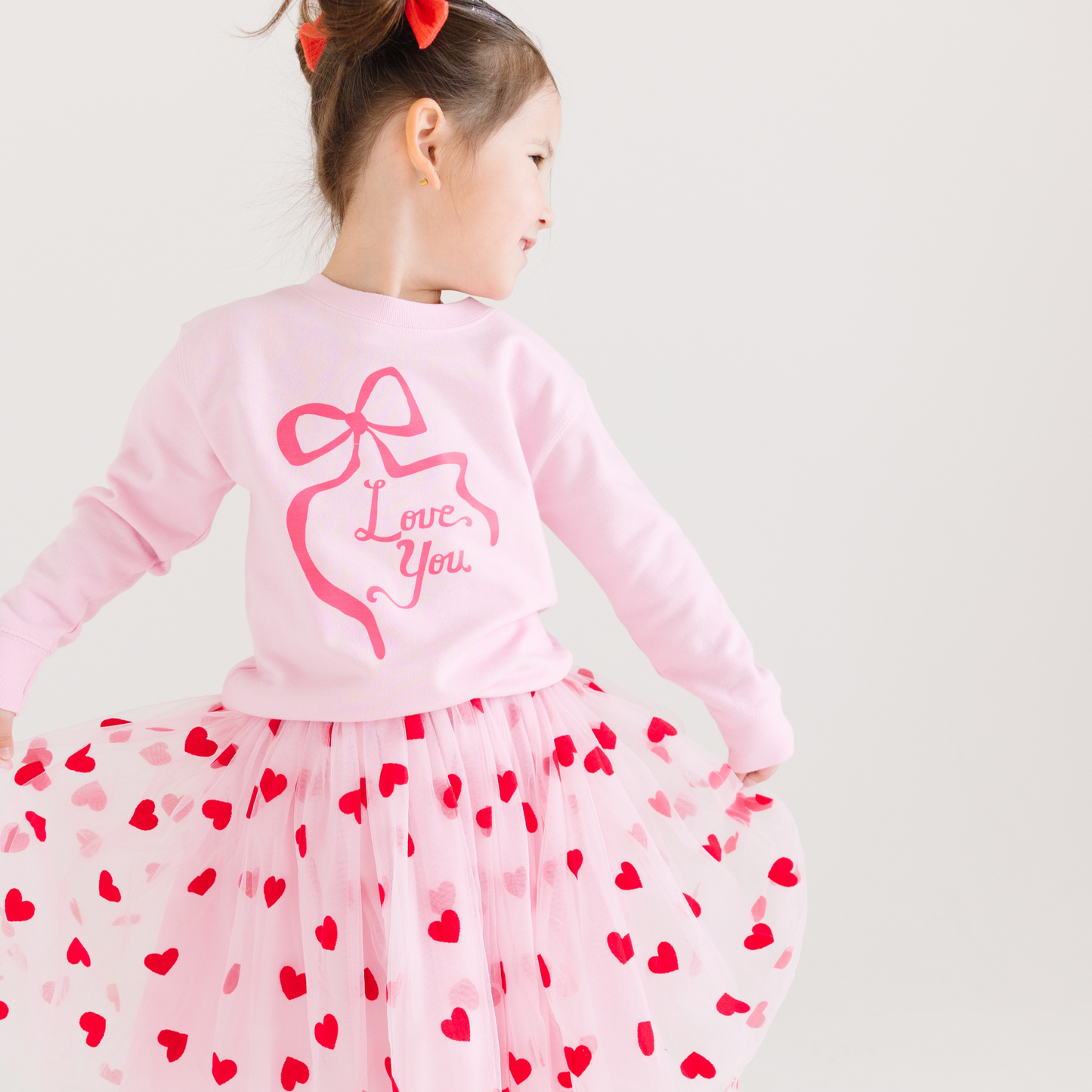 Love You Pink Coquette Bow Sweater