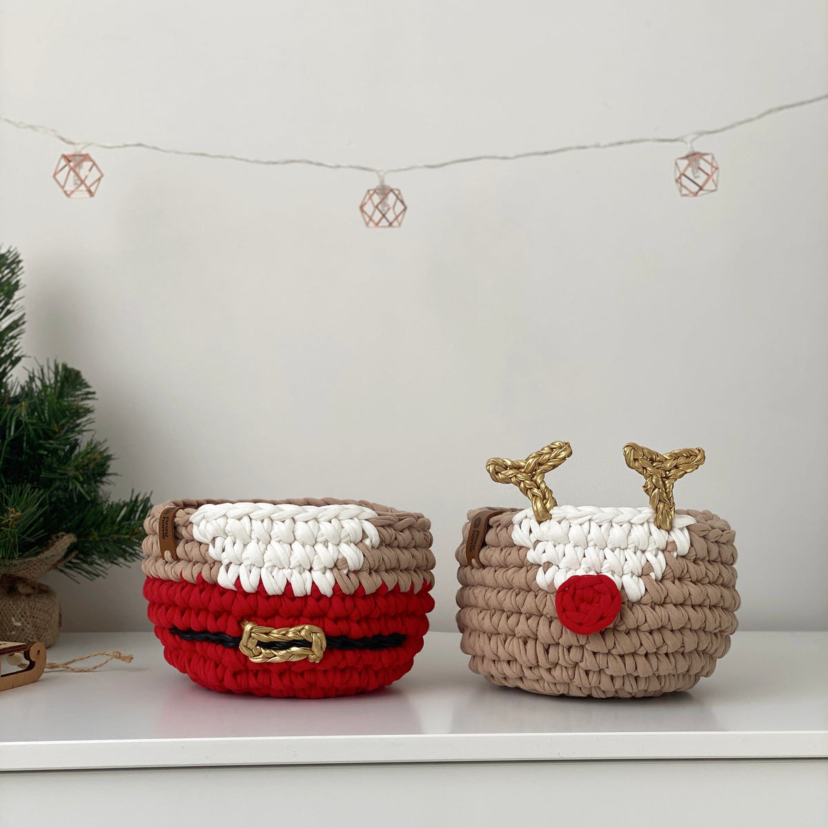 Christmas Deer and Santa Baskets