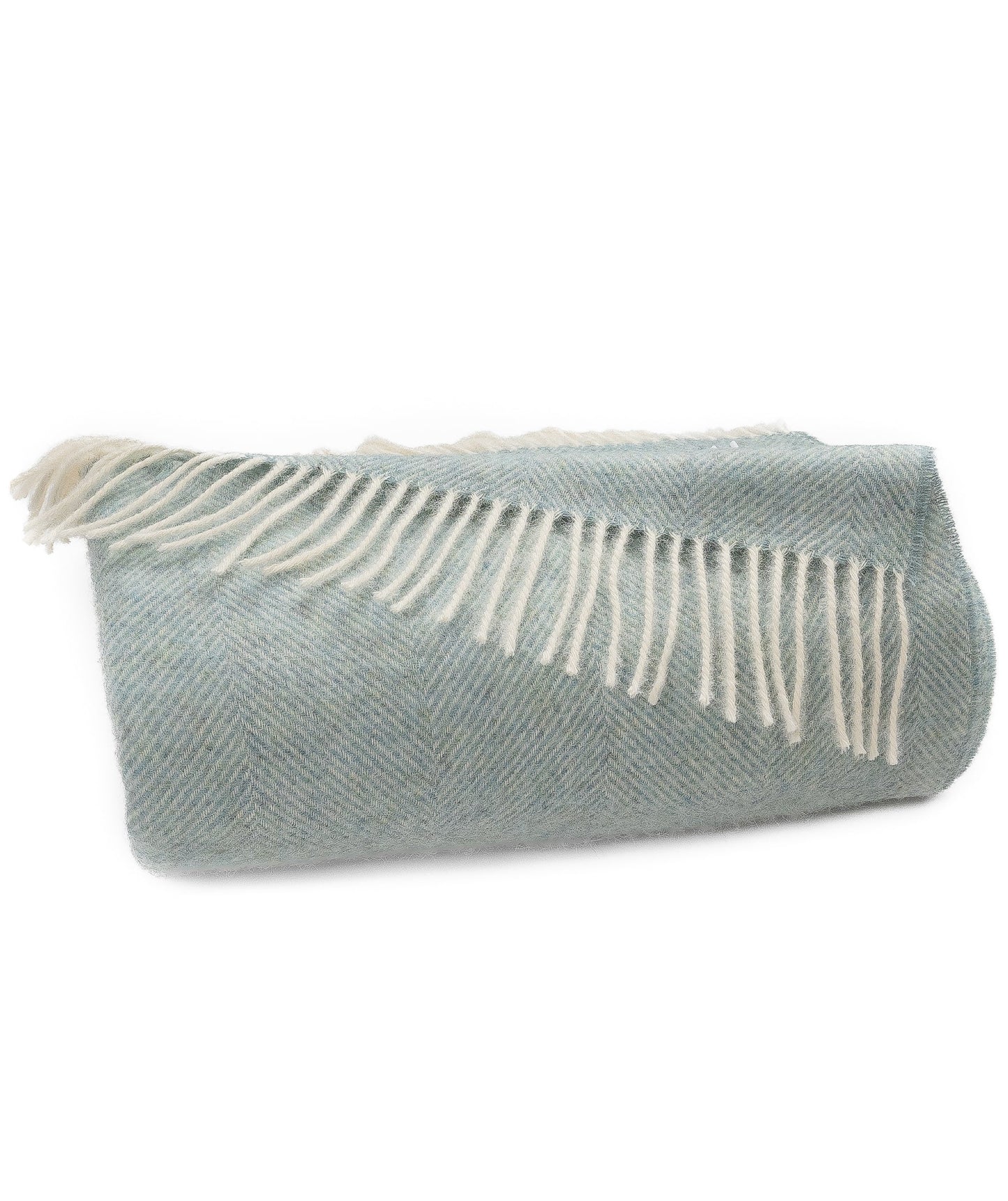 Southampton Home Shetland Lambswool Herringbone Throw – Robin's Egg | Woven in England