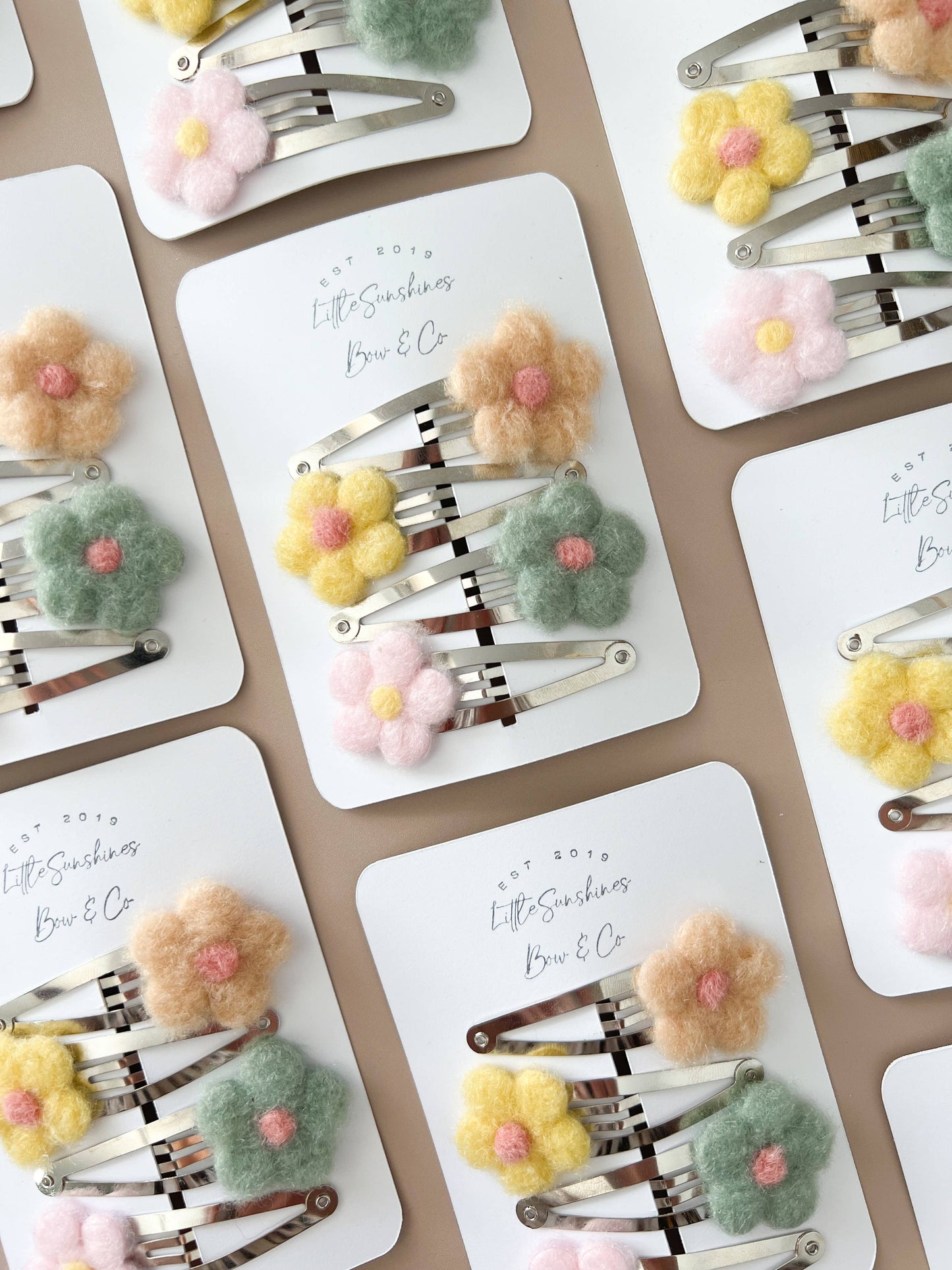 Fuzzie Flower Snap Hair Clip- Set of 4