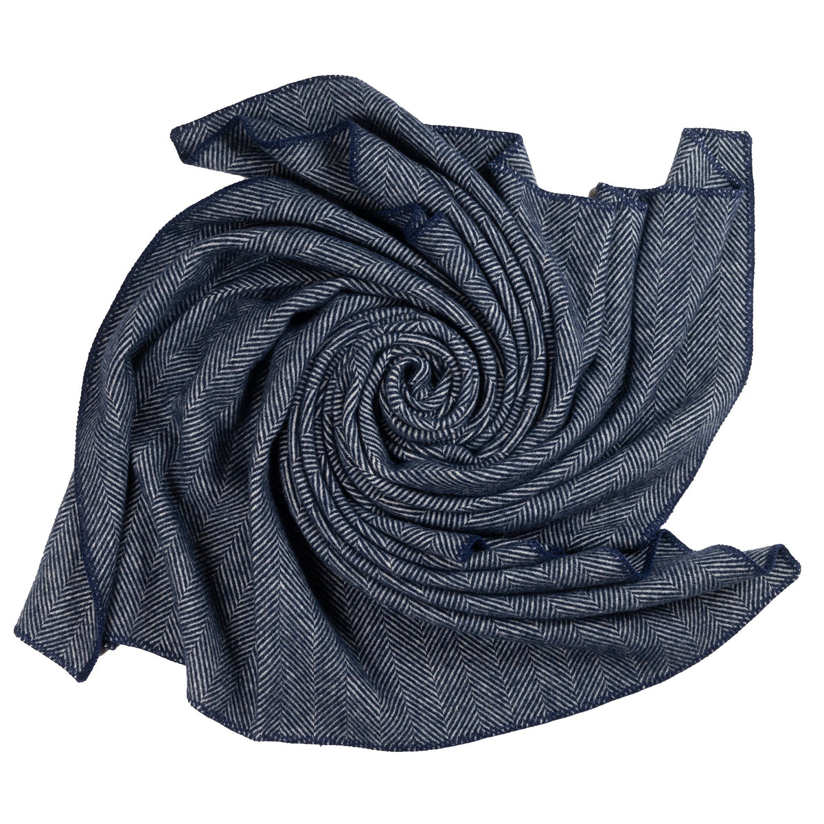 Highland Tweeds Big Throw - Navy Herringbone