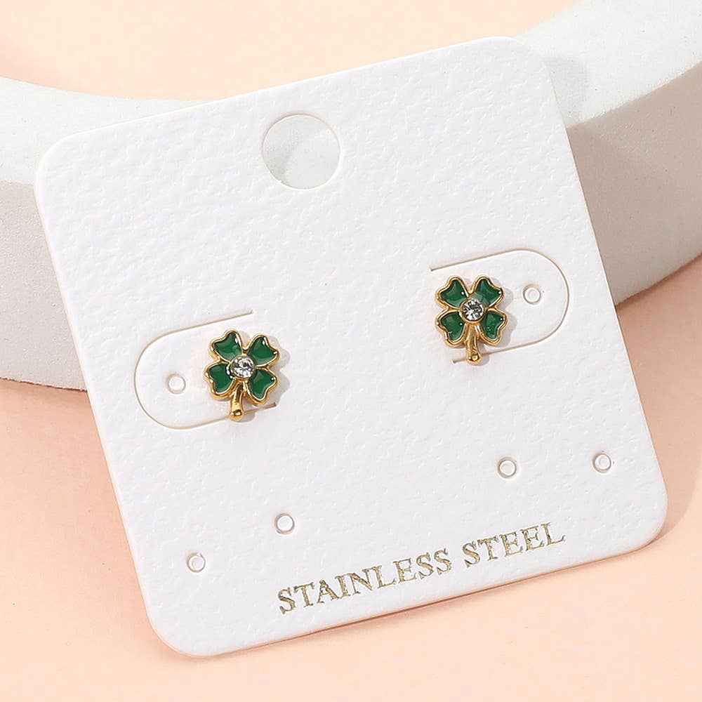 Stainless Steel Clover Stud Earrings