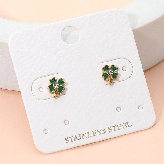 Stainless Steel Clover Stud Earrings