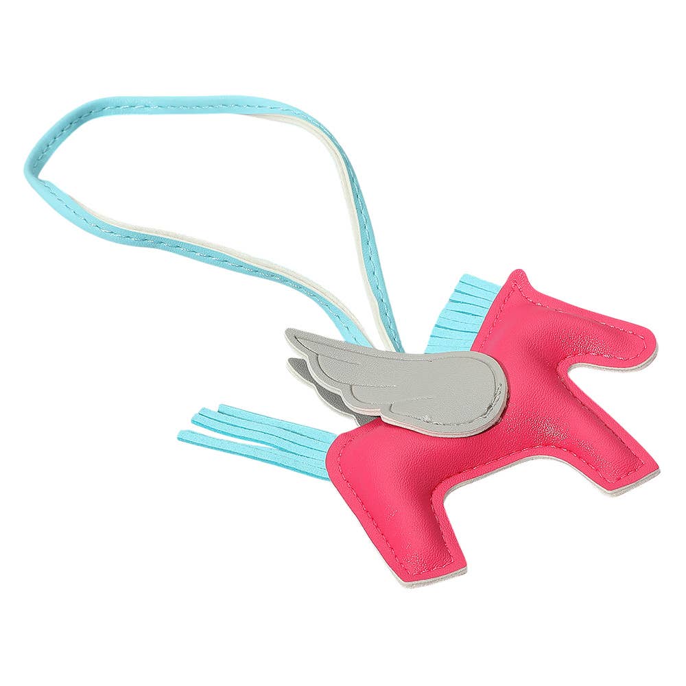 Faux Leather Winged Horse Bag Charm