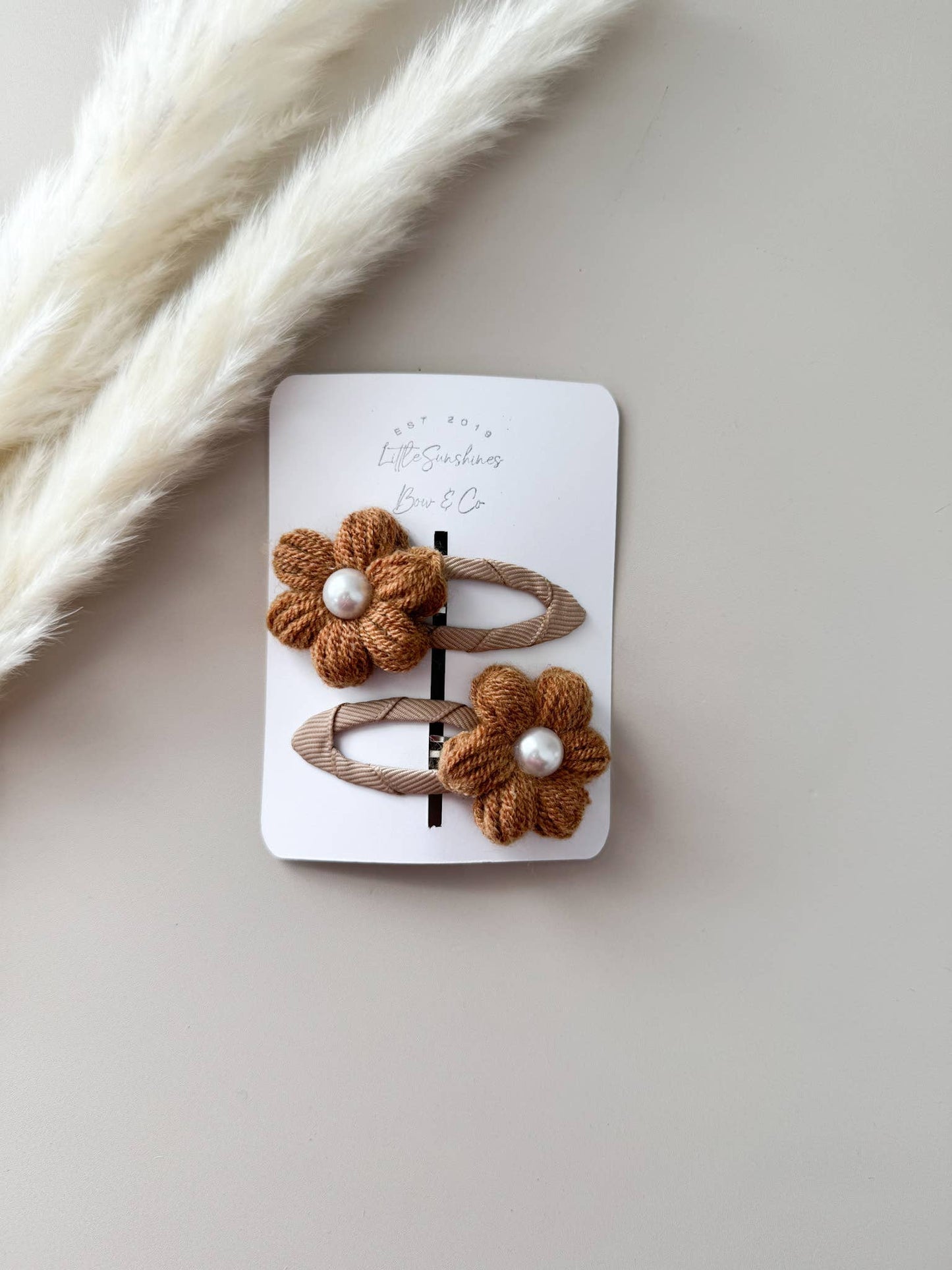 Knit Pearl Flower Hair Clips & Headbands