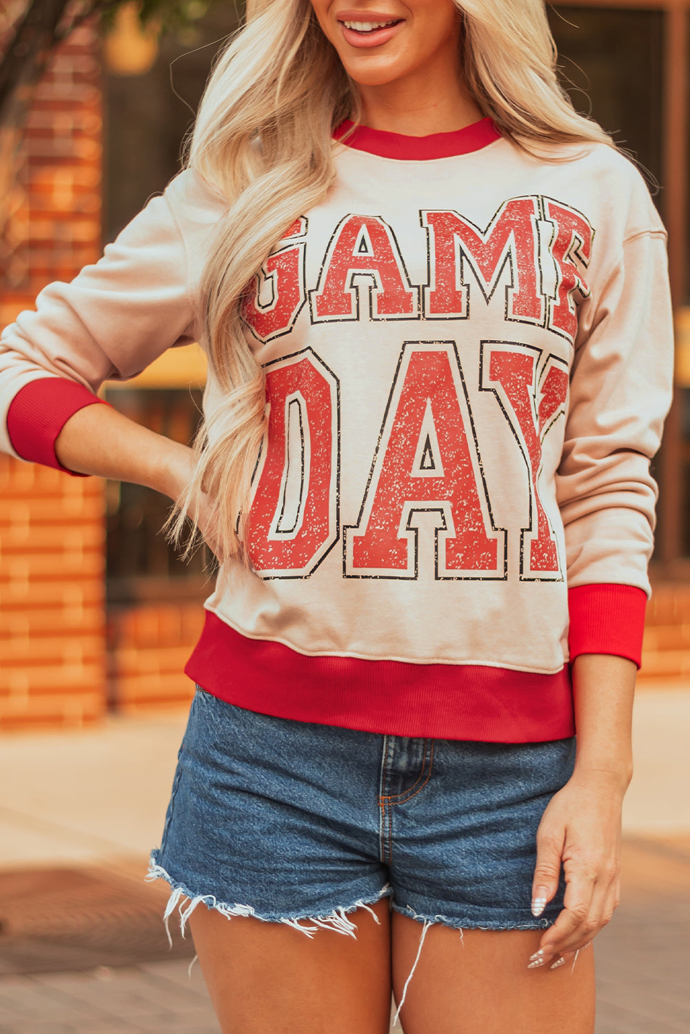 GAME DAY Varsity Stripe Crewneck Sweatshirt
