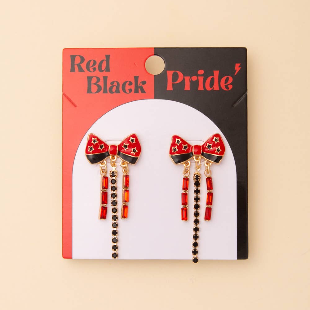 Game Day Crystal Rhinestone Embellished Bow Post Earrings
