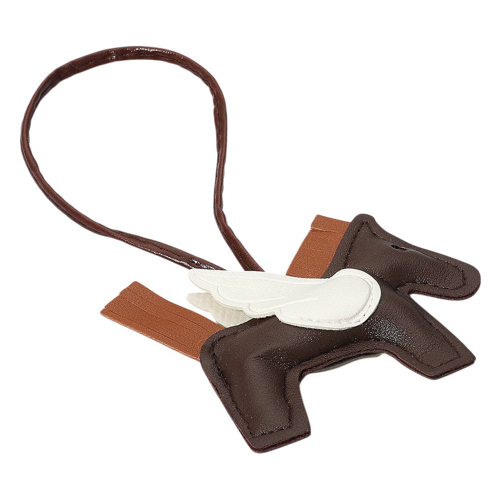 Faux Leather Winged Horse Bag Charm