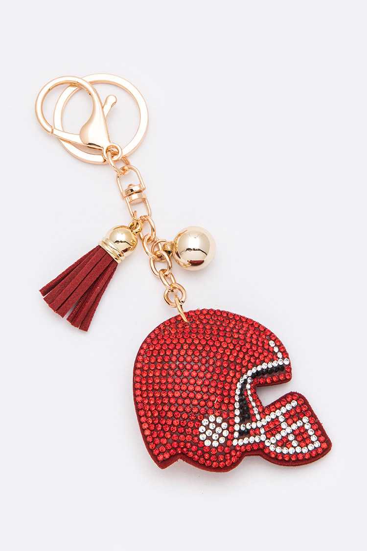 Football Helmet Crystal Key Chain