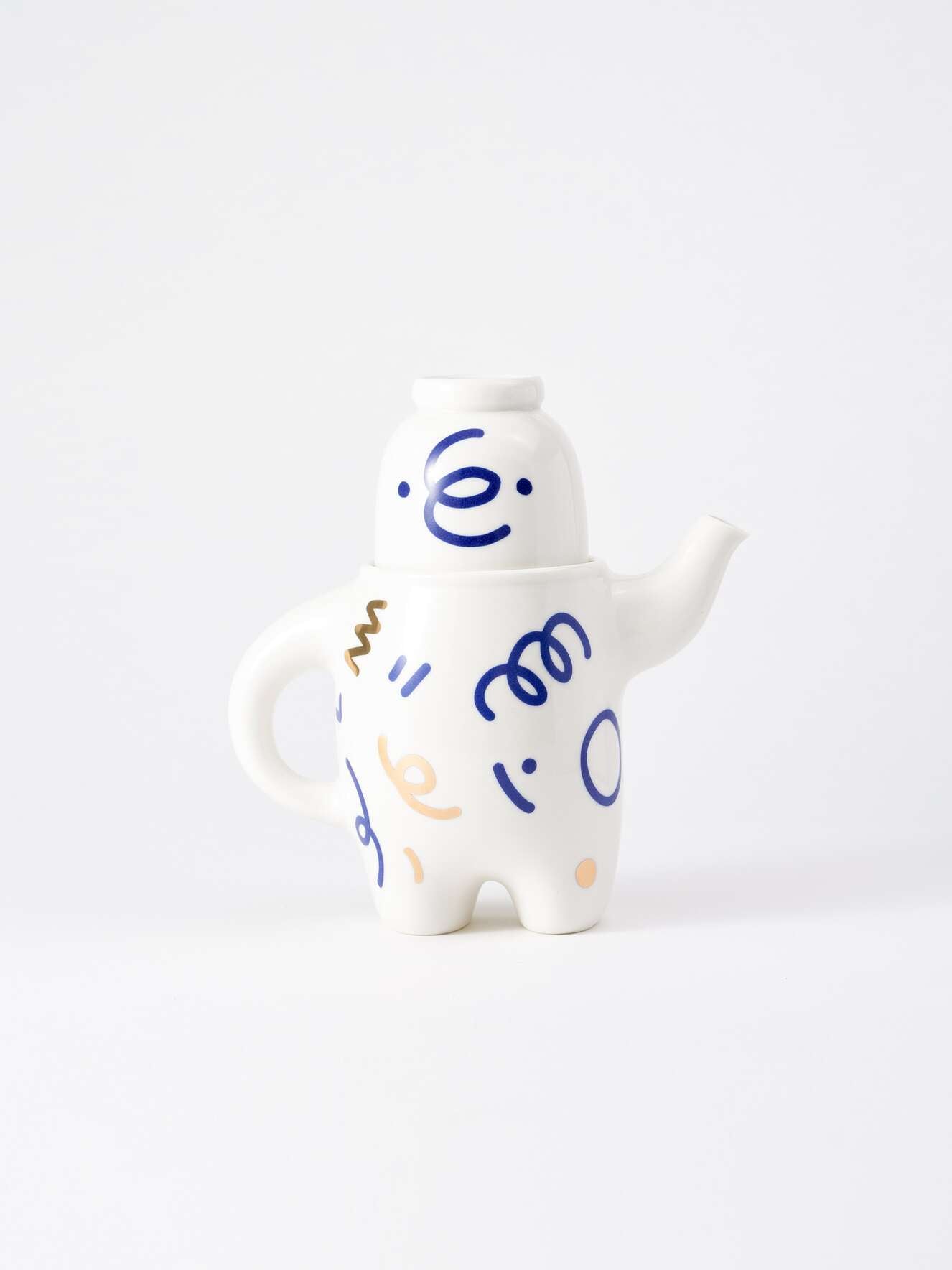 WEKUKU Brew Buddy - Elegant Porcelain Teapot & Coffee Pot (White)