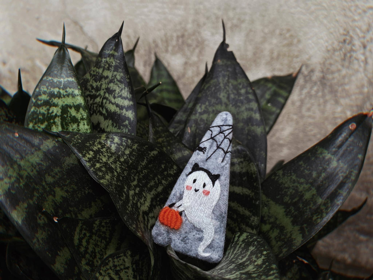 Halloween Theme Hand-Embroidered Hair Barrette