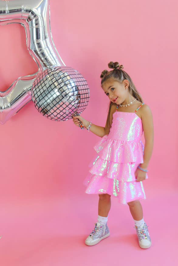 Pink Sequin Gem Dress 