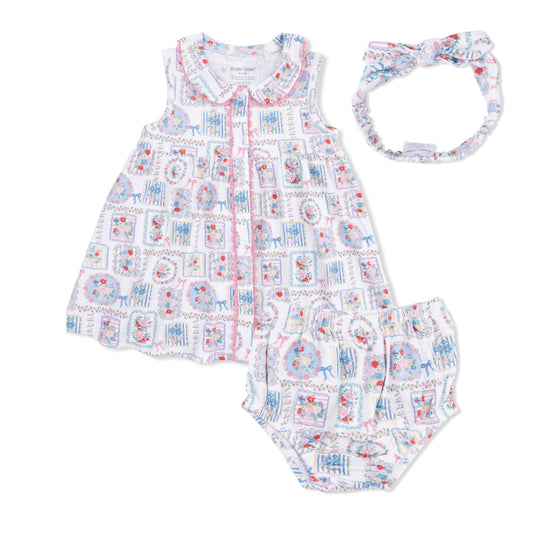 Julep's Floral Patchwork - Jill Dress with Bloomer & Knot Headband Set