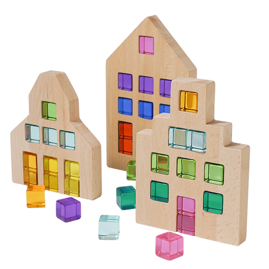 3 Pcs Wooden Window Houses — Houses Only