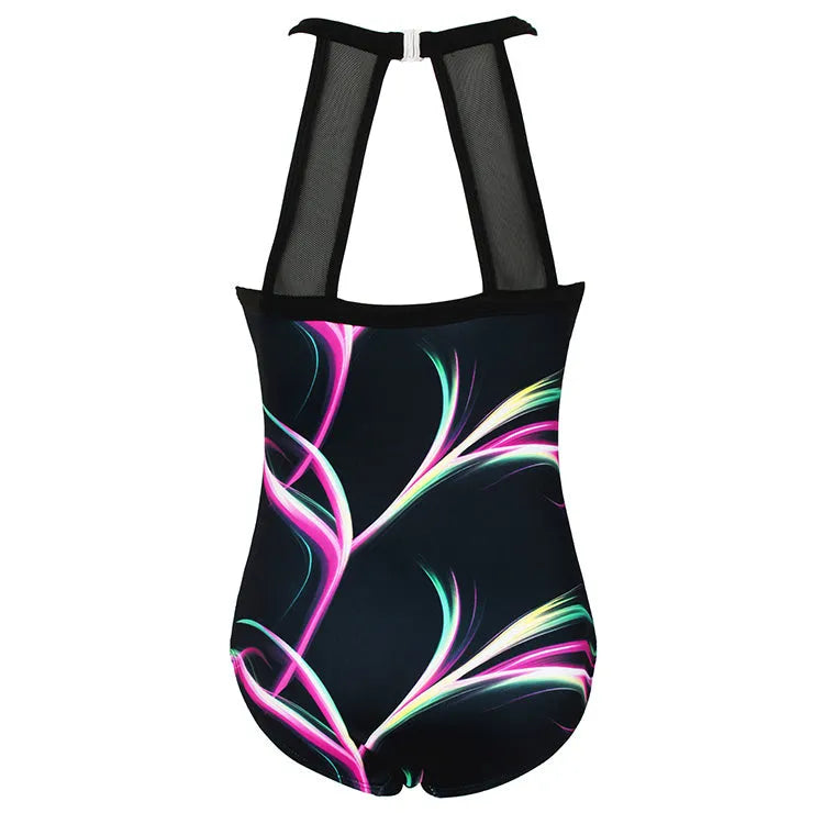 Electric Spark Lights Mesh Tank Open Back Gymnastics Leotard Set