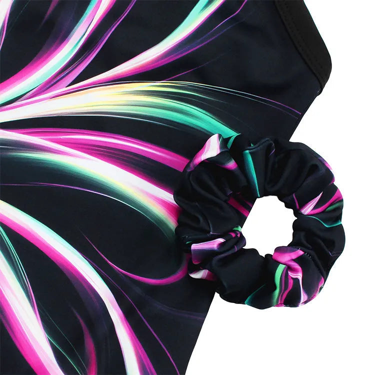 Electric Spark Lights Mesh Tank Open Back Gymnastics Leotard Set