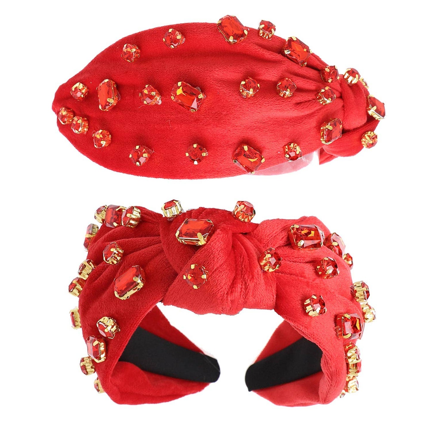 Rhinestone Jeweled Velvet Knotted Headband