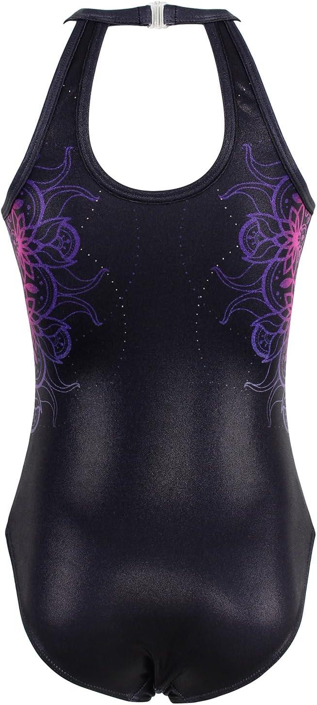 Mystical Midnight Sparkle U-type Clasp Back Gymnastics Leotard Outfit Set