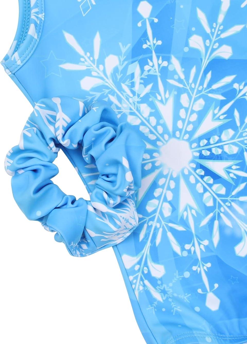 Icy Blue Snowflake Gymnastics Leotard with Shorts Set