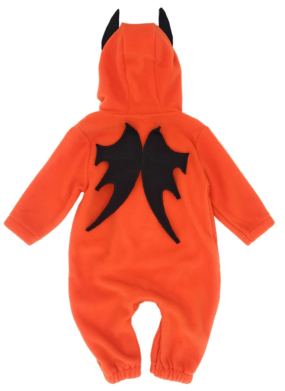 Halloween Unisex Orange Fleece Pumpkin Hooded Long Sleeve Romper