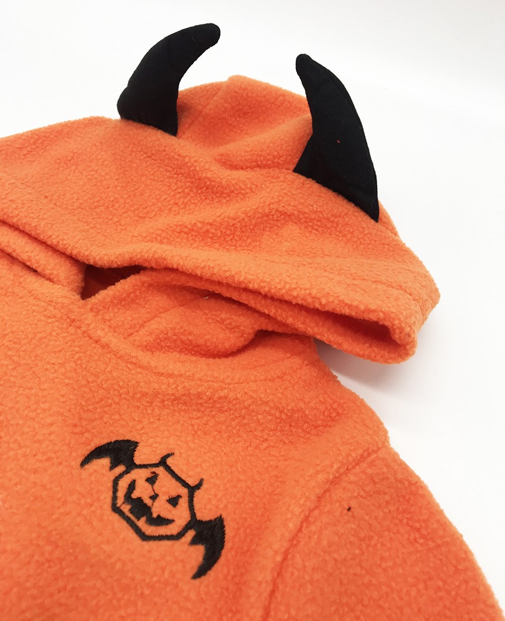 Halloween Unisex Orange Fleece Pumpkin Hooded Long Sleeve Romper