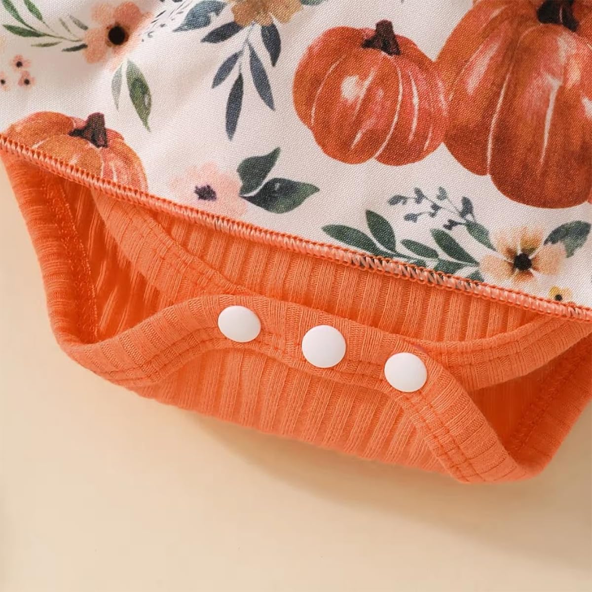 Infant Baby Girl Orange Fall Pumpkin Long Sleeve Lace Romper Dress & Bow Headband 2pcs Autumn Harvest Outfit