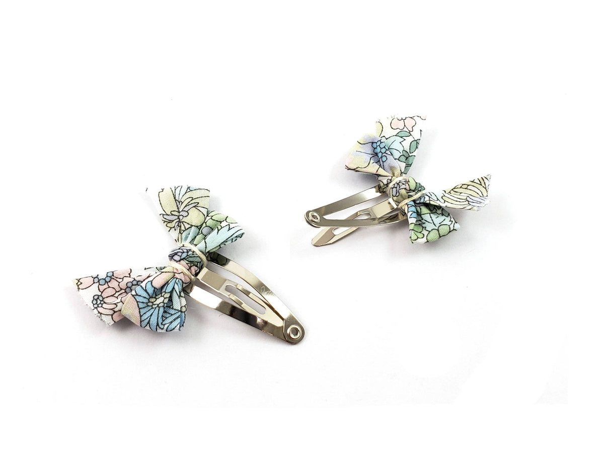 Liberty Print Bow Hair Clips, Rose Gold Plated Brass, Set of