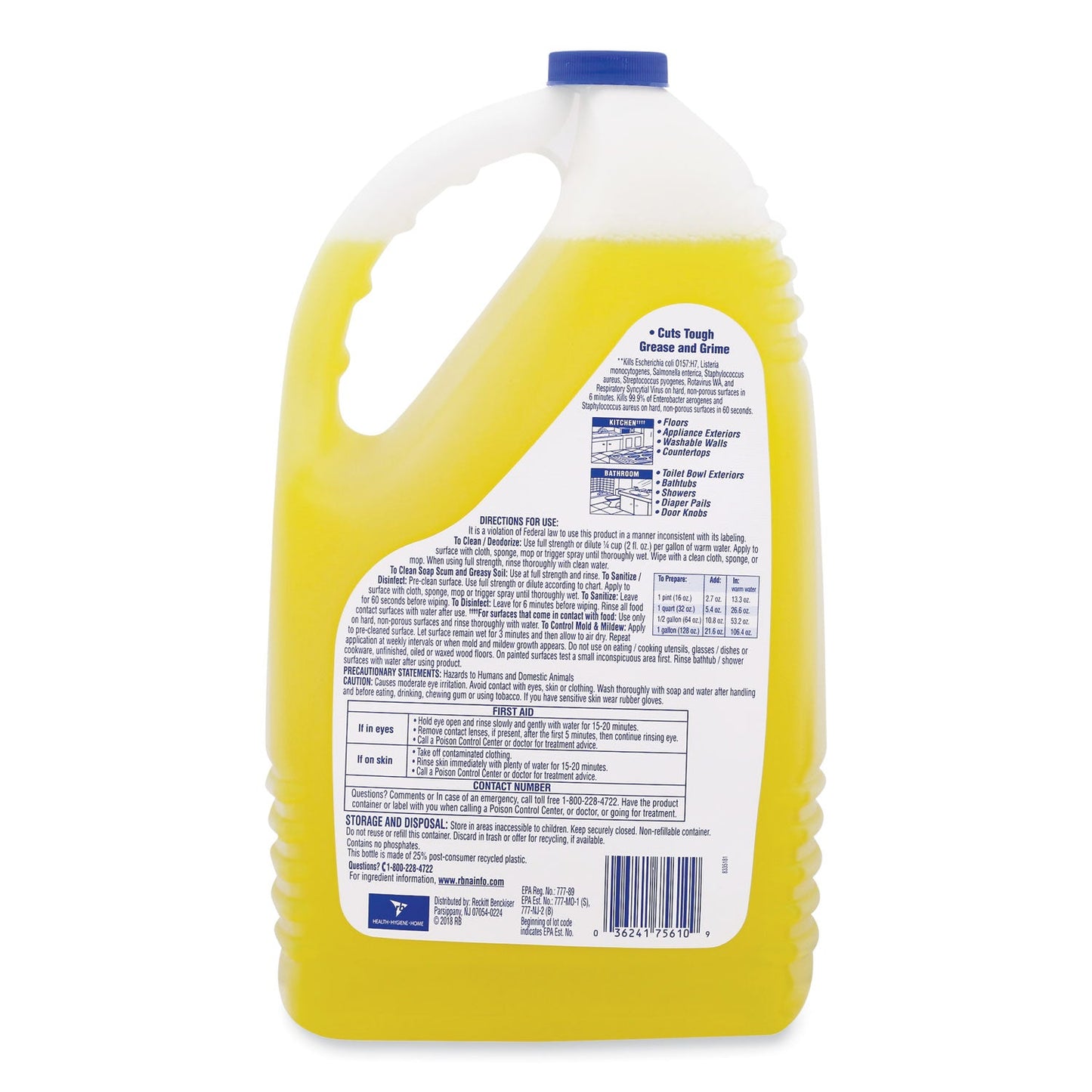 LYSOL Clean and Fresh Multi-Surface Cleaner, Sparkling Lemon and Sunflower Essence, 144 oz Bottle