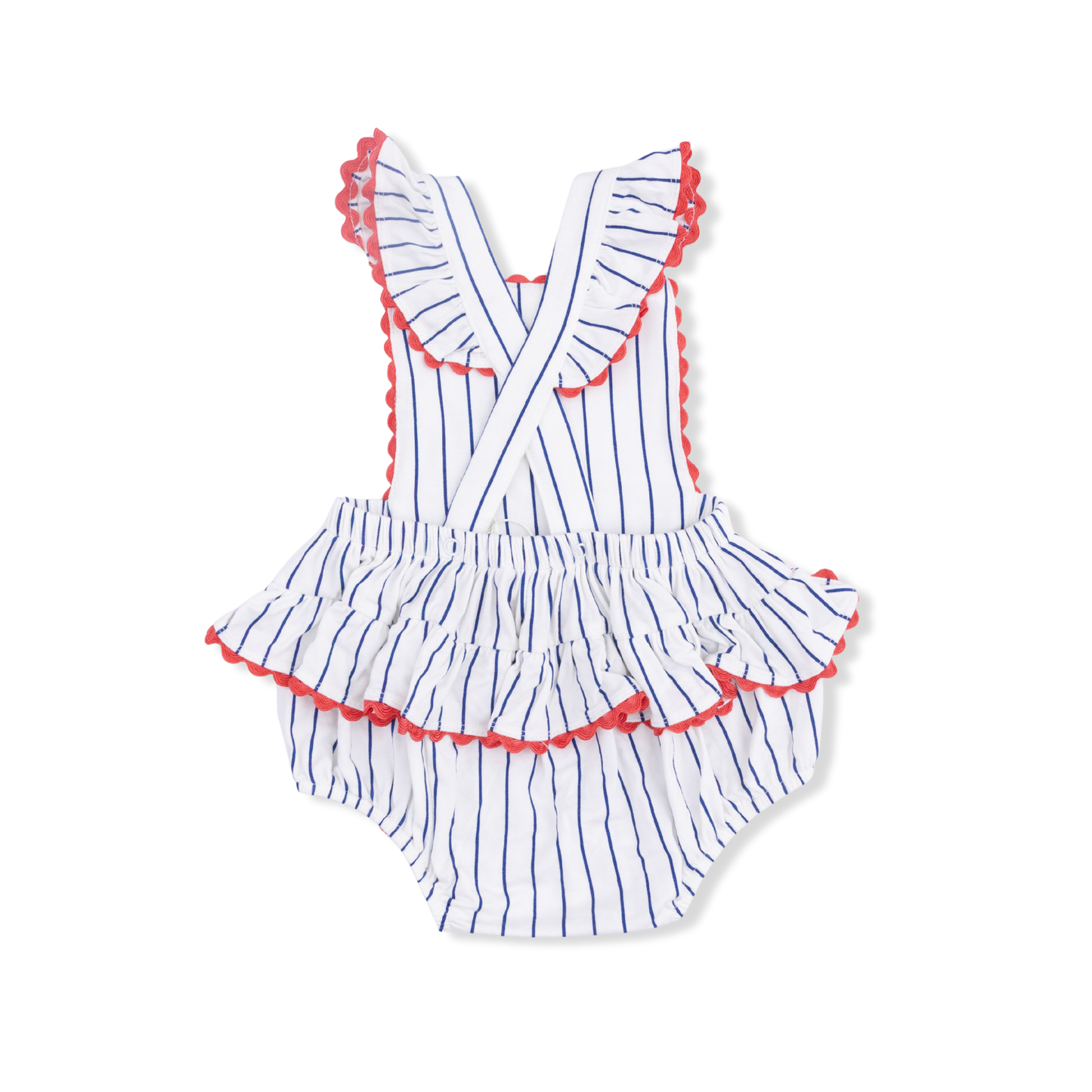 Baseball Stripe - Ric Rac Ruffle Sunsuit