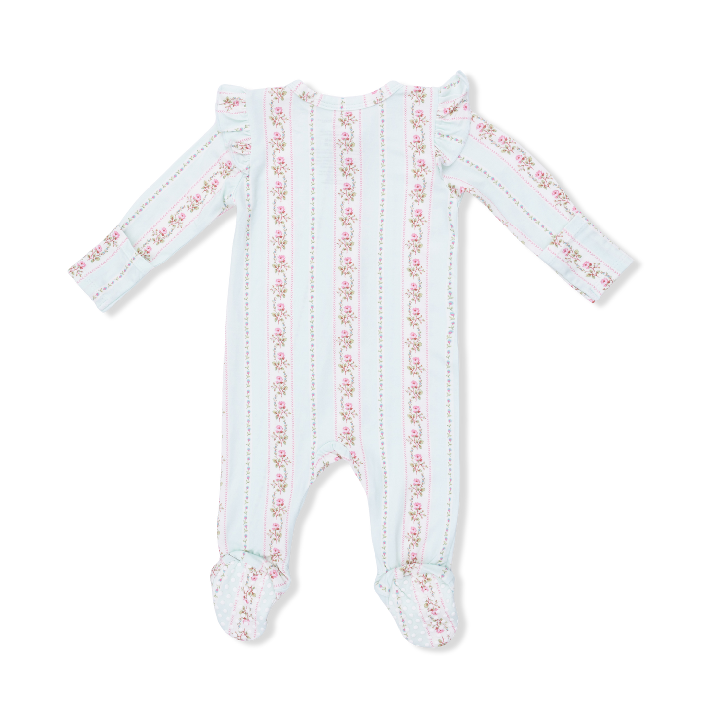 Antoinette Stripe - 2 Way Ruffle Sleeve Zipper Footie