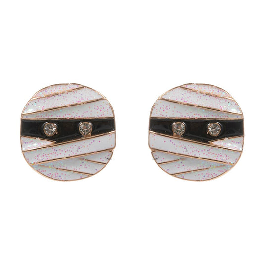 Enamel Mummy Face Stud Earrings- titanium nickel free