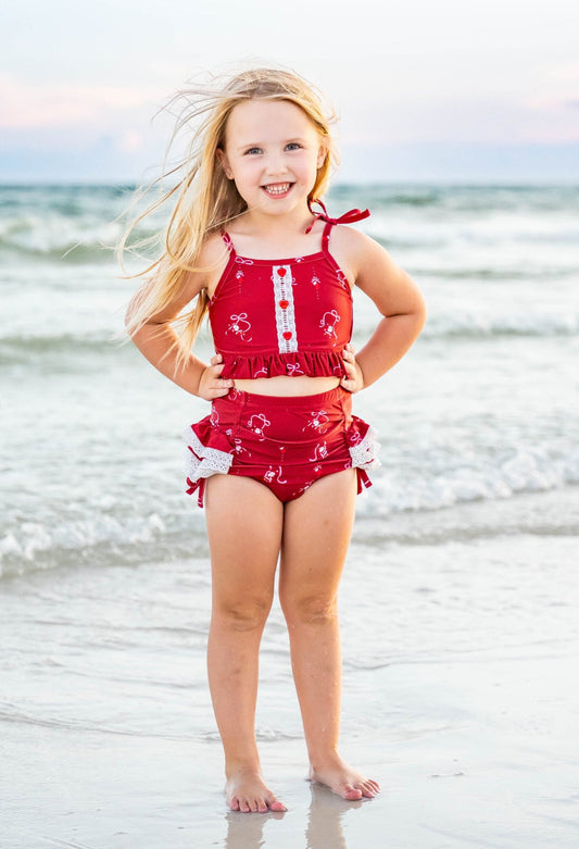 *PREORDER* Santa's Sleigh Bows High Waisted Bikini