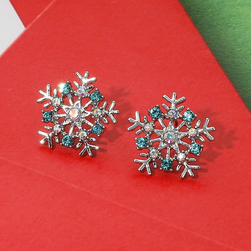 Rhinestone Paved Snowflake Stud Earrings