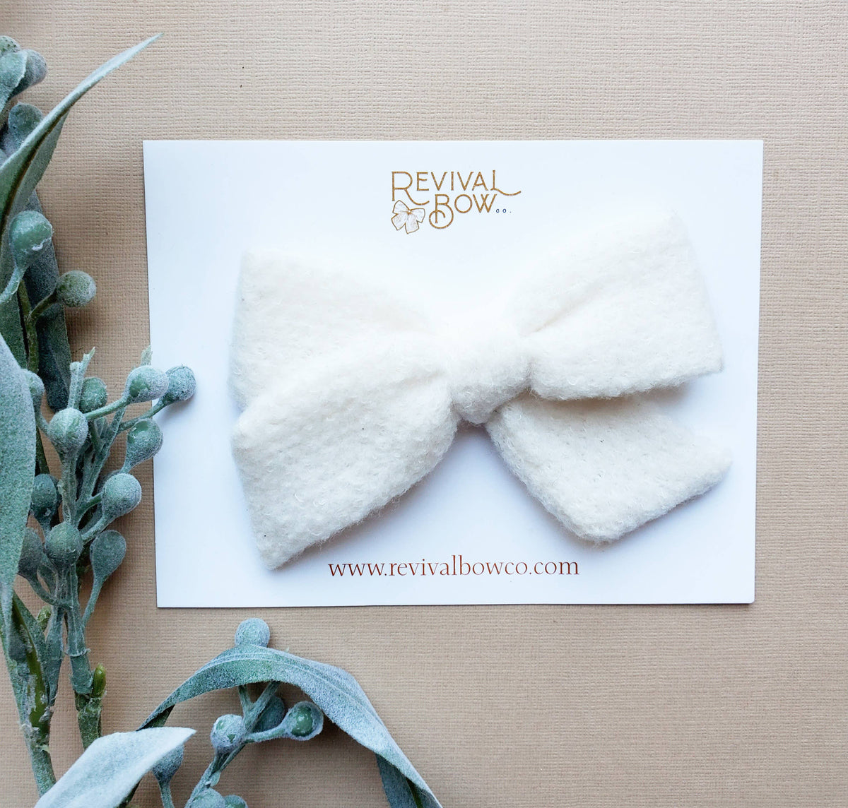 Christmas Bow on Clip • Fresh Snow