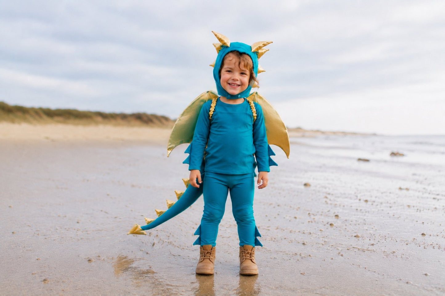 Jade Blue and Gold Dragon Costume