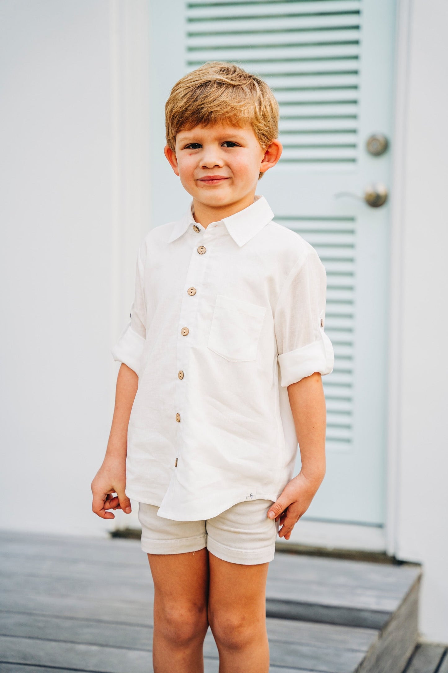 White Bamboo Linen Button-up Shirt