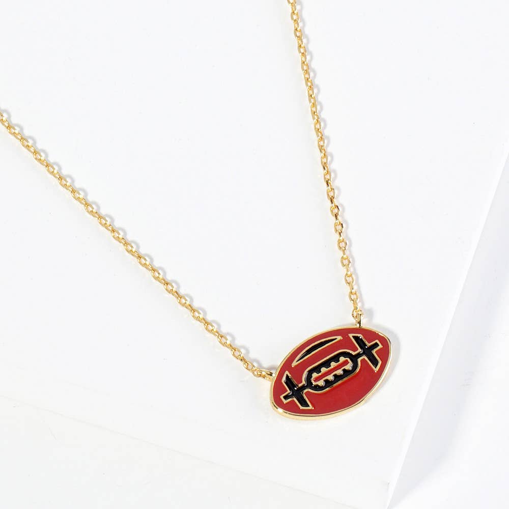 Gold Dipped Gameday Enamel Football Pendant Necklace