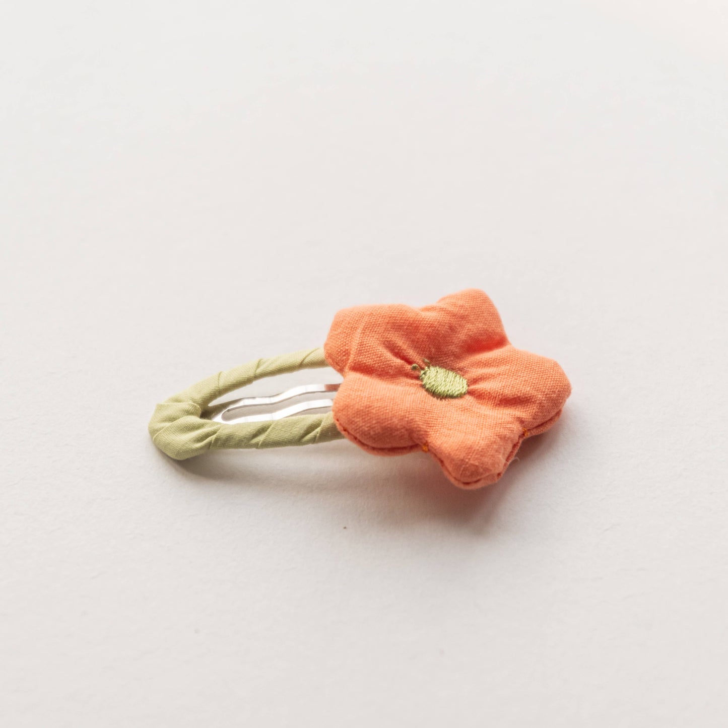 Flower Fabric Snap Hair Clip | Orange