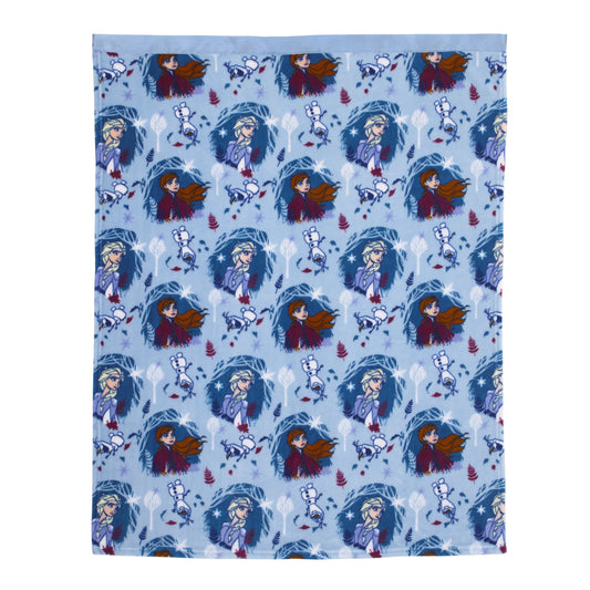 Disney Frozen 2 - Magical Journey - Light Blue, Lavender, Teal and White Super Soft Toddler Blanket