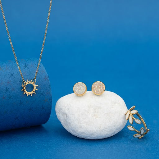 Brittany White Agate Stud Earrings