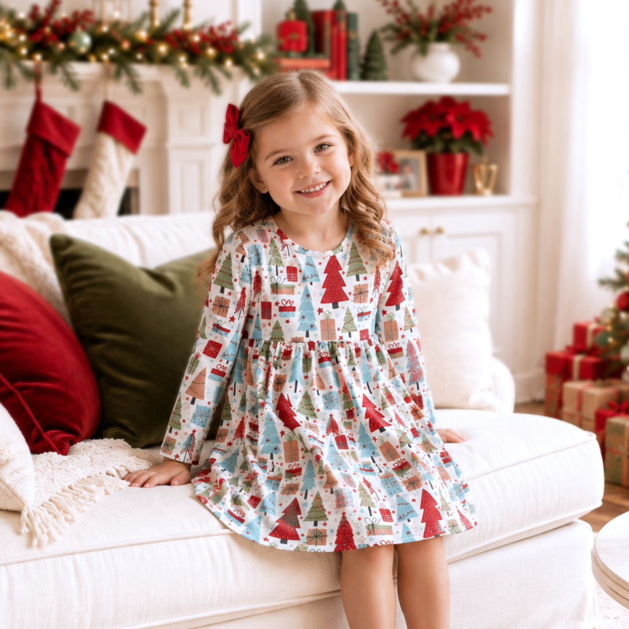 Christmas Merry Girl's Soft Bamboo Dress