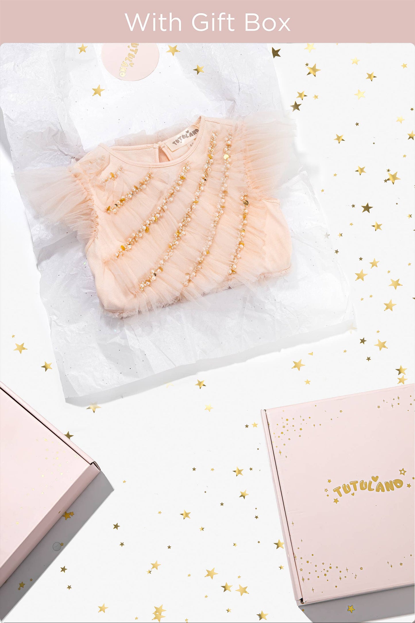 Elegant Pearls Flutter Sleeves Toddler Dress