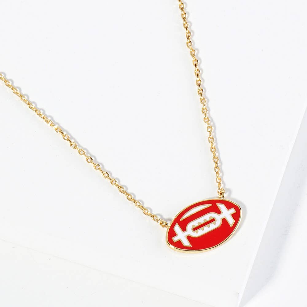 Gold Dipped Gameday Enamel Football Pendant Necklace