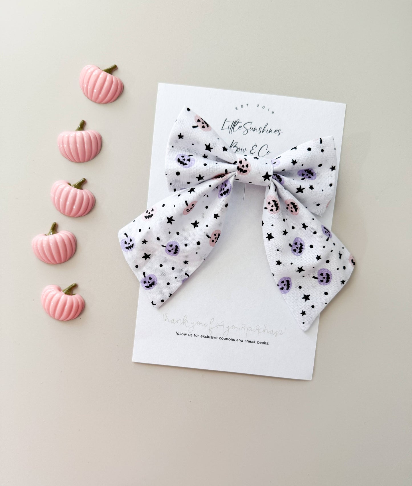 Pink & Purple Pumpkins Halloween Sailor Bow