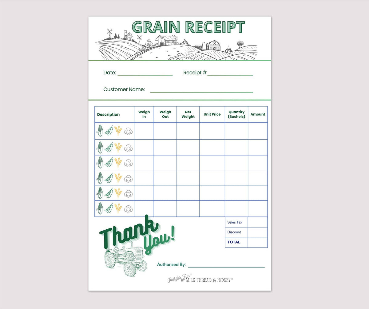 Pretend Play Grain Receipt Notepad