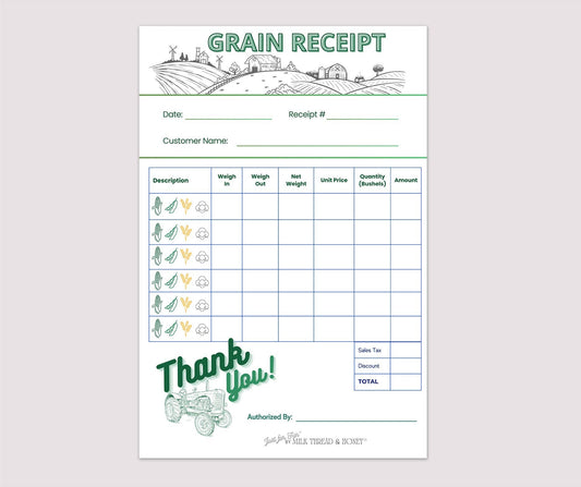 Pretend Play Grain Receipt Notepad