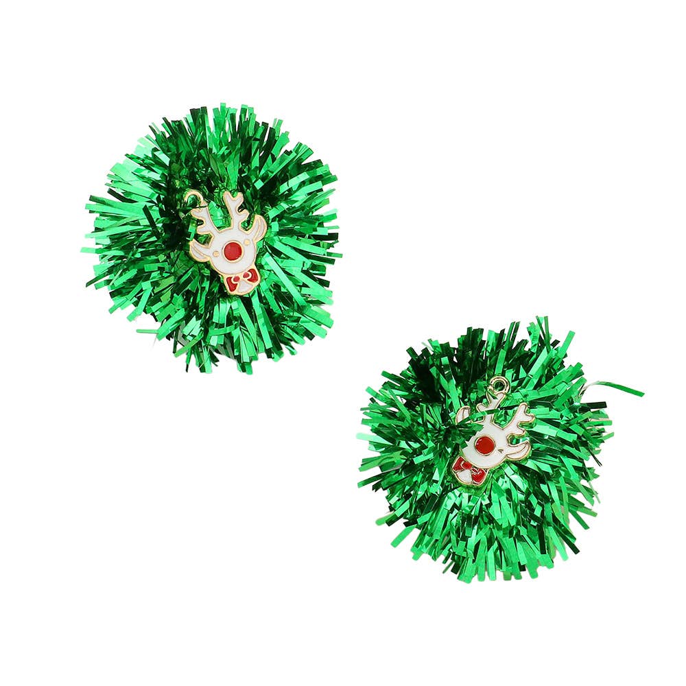 Enamel Rudolph Tinsel Earrings