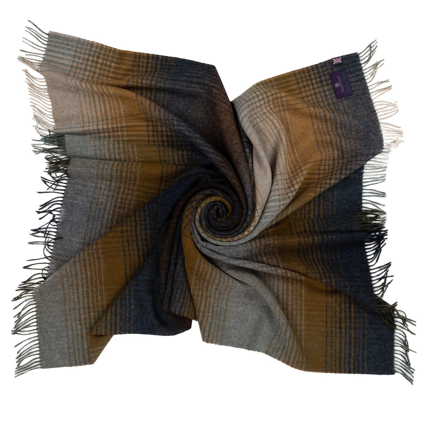 Highland Tweeds Shetland Lambswool Ombre Throw - Blue