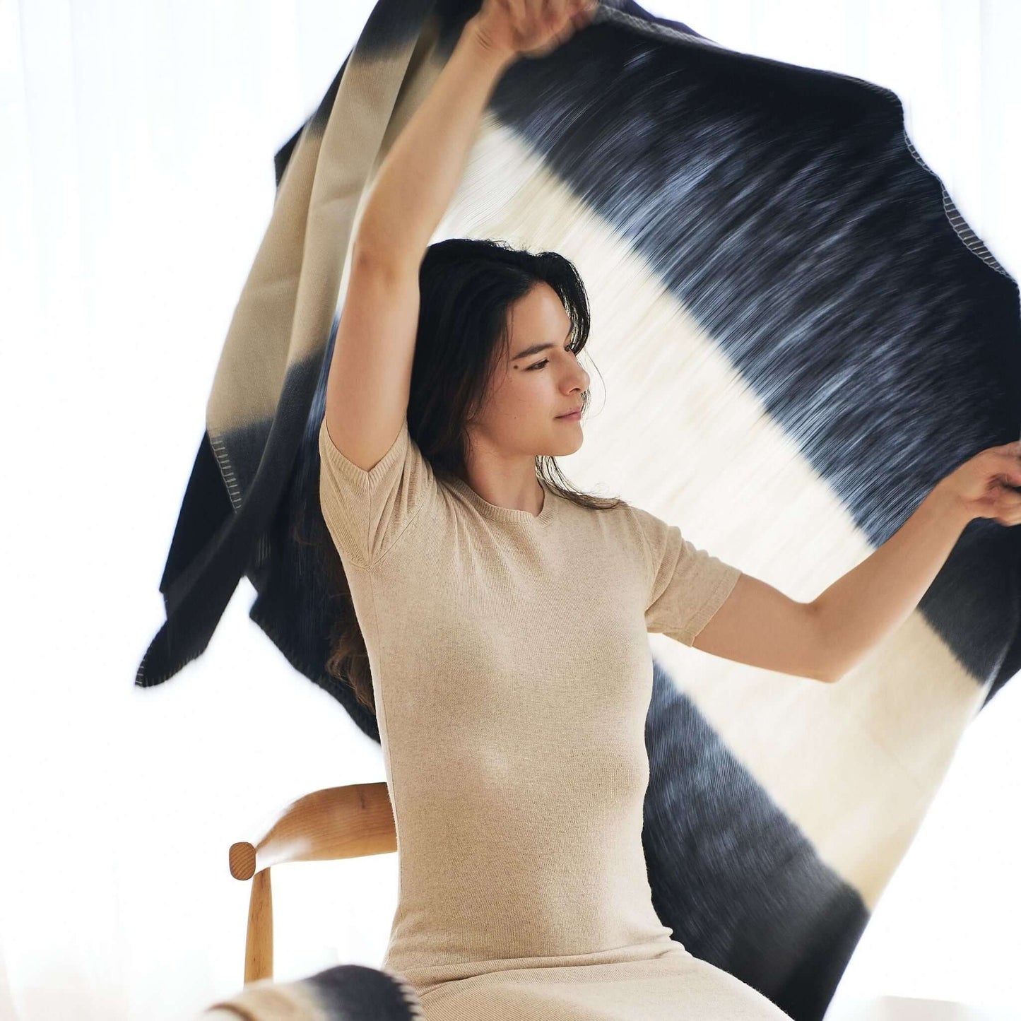 Handwoven Black and White Ink Soft Merino Throw Blanket