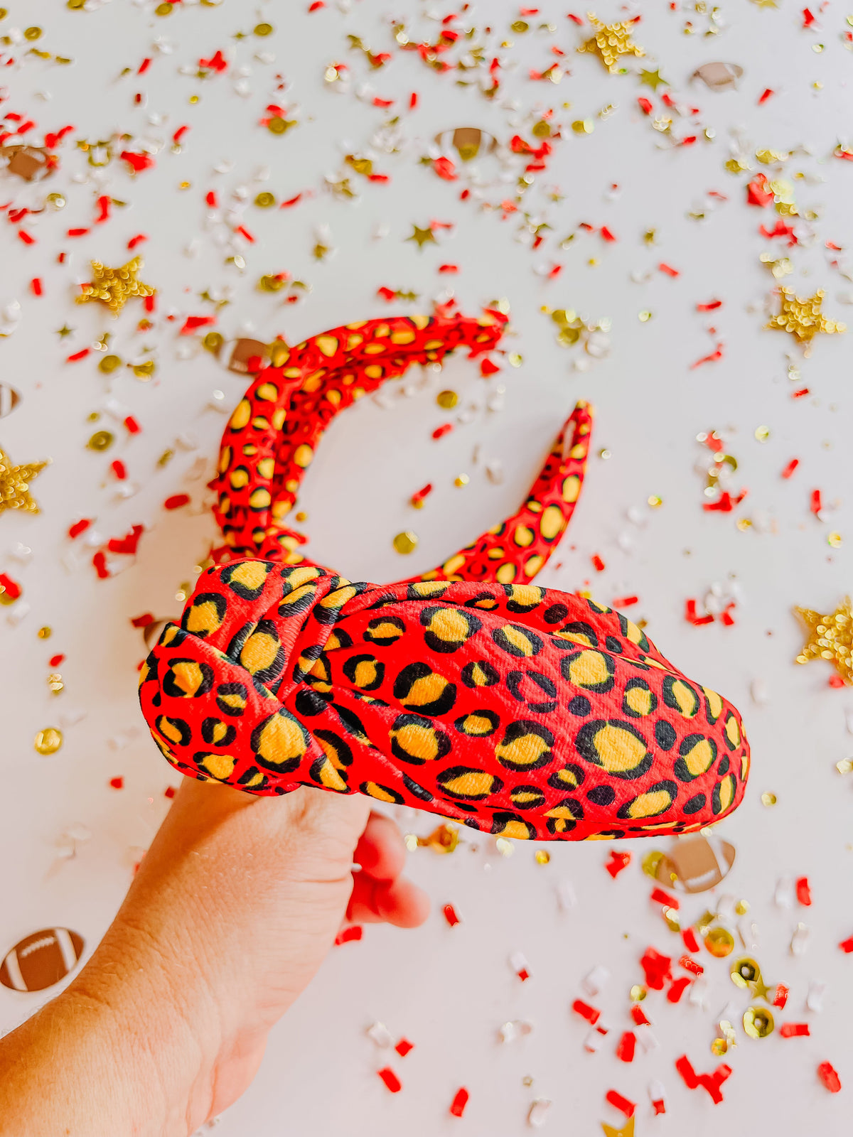 Red Gold Leopard Knotted Headband R2S